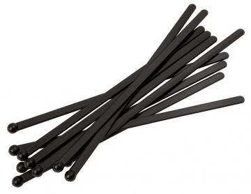 6" Black Flat Ball Stirrers - Pack 100