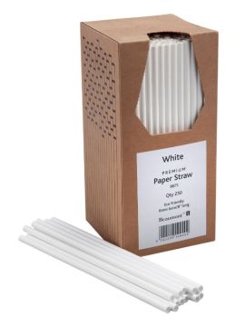 Paper Straws 8" in White