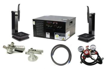 Two Product Mixed Gas Keg Beer Dispense KIT with New Shelf Cooler