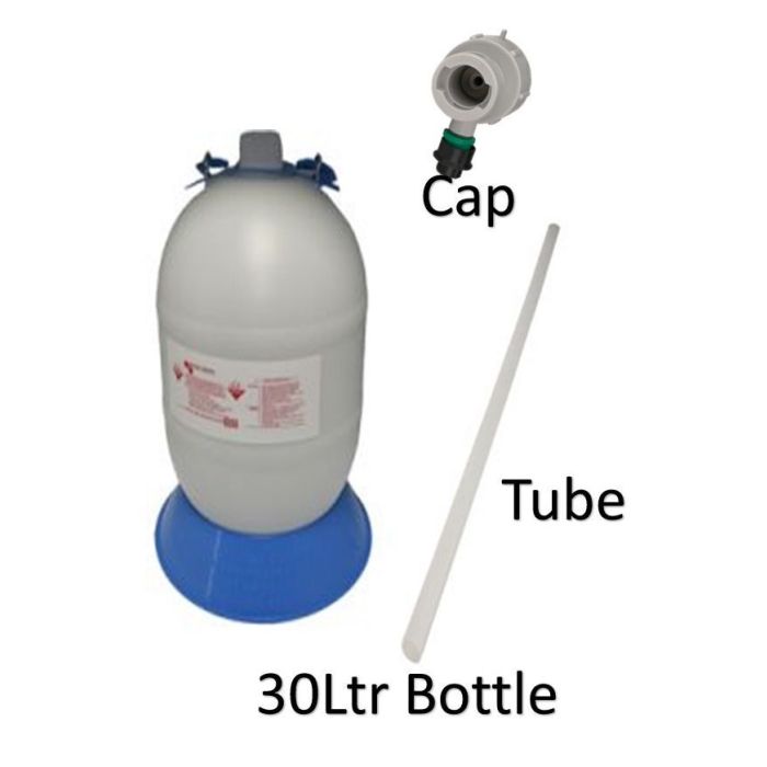 30 litre Beer Line Cleaning Bottle with Type D Cap & Tube