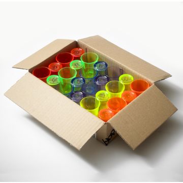 25ml Coloured/Neon Shot Glass Reusable - Assorted Colours CE