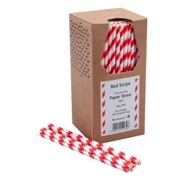 Paper Straws 8" in Red & White Stripes