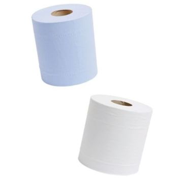 2 Ply in Blue or White Centrefeed Rolls 175mm x 150m