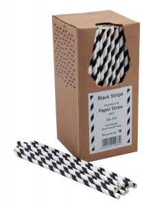 Paper Straws 8" in Black & White Stripes 