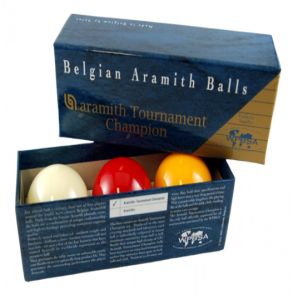 Aramith Tournament Champion Billiard Balls - White, Red, Yellow