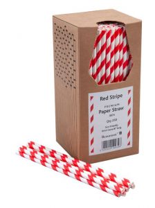 Paper Straws 8" in Red & White Stripes